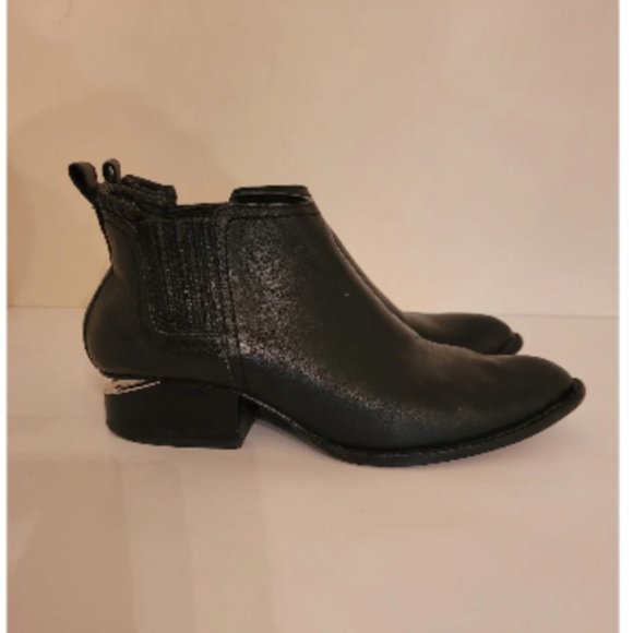 Alexander Wang Leather Chelsea Ankle Black Boots silver Heel size 36 - Picture 11 of 12